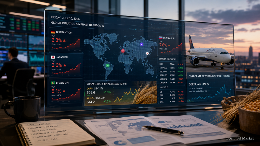 Inflation in Germany, Russia, and Brazil, Japan's PPI, WASDE, and Delta Air Lines Report: Key Events on July 10, 2026