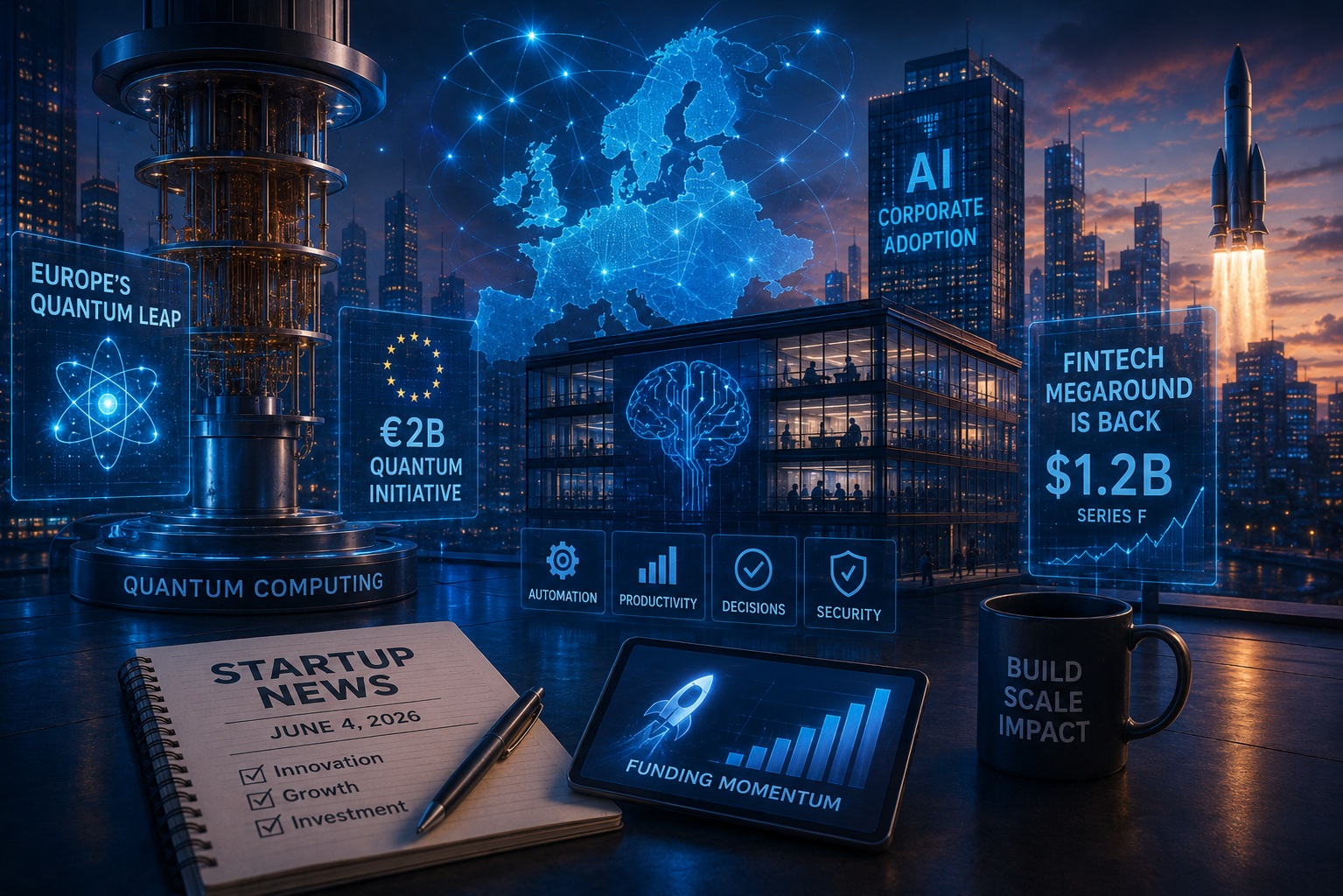 Startup and Venture Capital News, Thursday, June 4, 2026: European quantum breakthrough, corporate AI, and return of fintech megadeals
