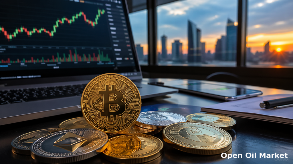 Cryptocurrency News April 24, 2026 - Bitcoin and Digital Asset Charts Against Financial Center