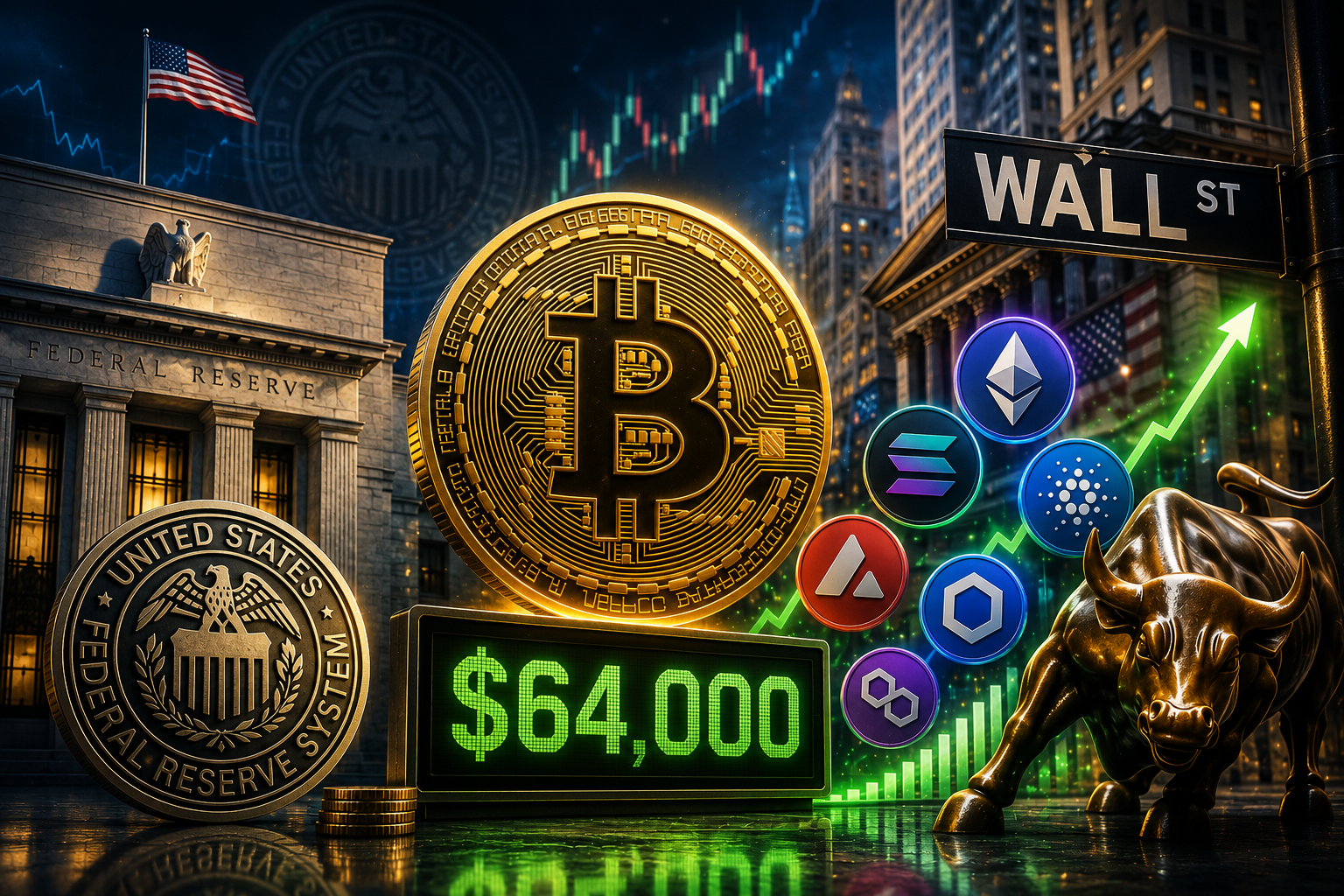 Cryptocurrency News, Thursday, July 30, 2026: The market awaits the Fed's verdict, Bitcoin holds at $64,000, and Wall Street ventures into altcoins