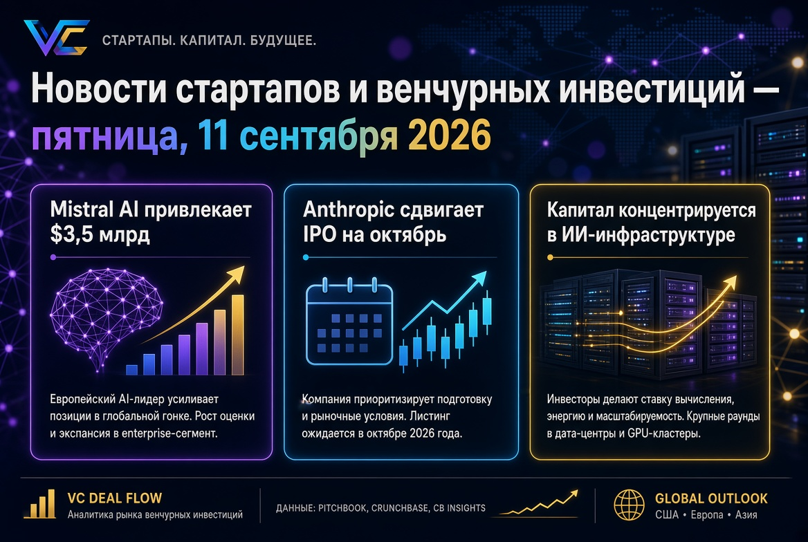 Startup and Venture Capital News — Friday, September 11, 2026: Mistral AI Raises $3.5 Billion, Anthropic Postpones IPO, and Capital Concentrates in AI Infrastructure