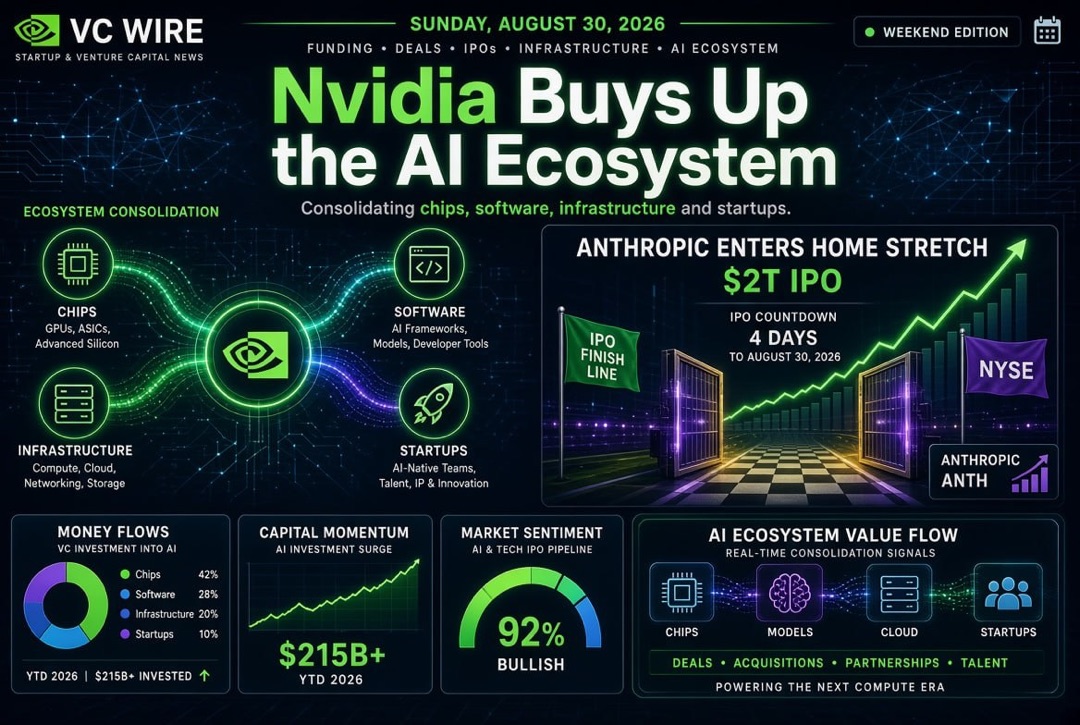 Startup and Venture Capital News - Sunday, August 30, 2026: Nvidia Acquires AI Ecosystem, Anthropic Nears $2 Trillion IPO
