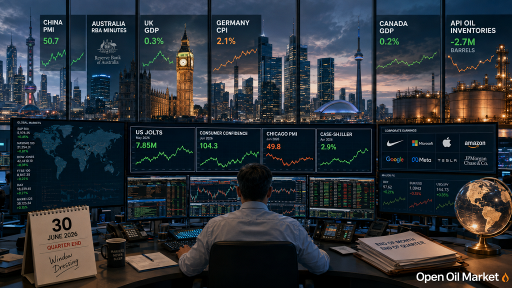 Economic Events and Corporate Reports June 30, 2026: China PMI, Germany CPI, U.S. JOLTS, Nike Reports, and API Oil Inventories