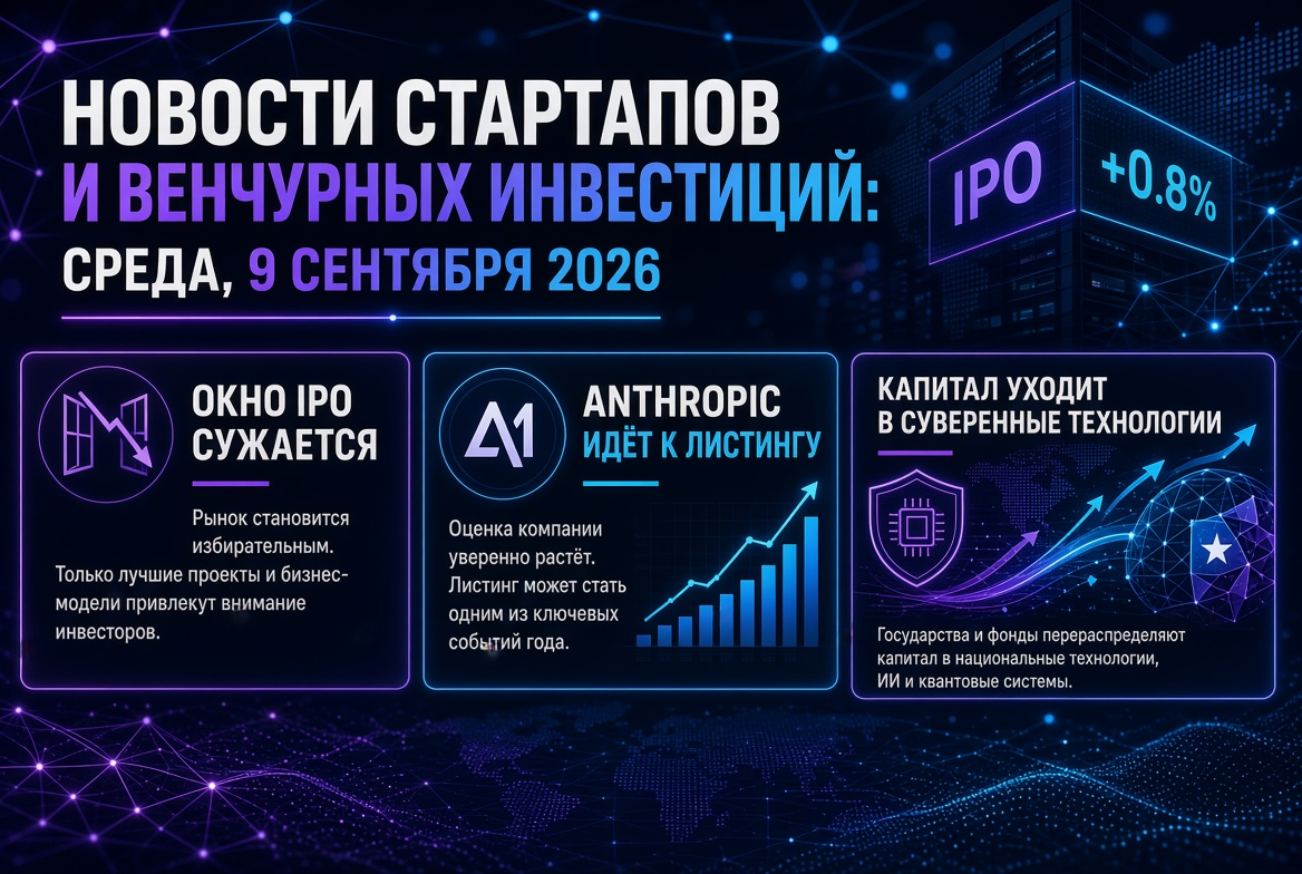 Startup and Venture Capital News: Wednesday, September 9, 2026 — IPO Window Narrows, Anthropic Heads for Listing, and Capital Shifts to Sovereign Technologies
