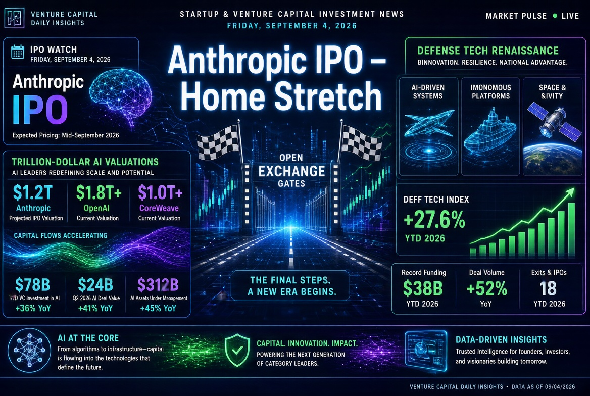 Startup and Venture Investment News — Friday, September 4, 2026: Anthropic IPO on the Verge, Trillion-Dollar AI Valuations, and the Renaissance of Defense Technologies
