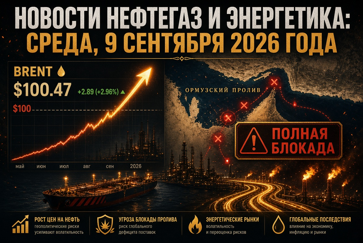 Oil and Gas News: Wednesday, September 9, 2026 — Brent Approaches $100 Amid Threat of Complete Blockade of the Strait of Hormuz