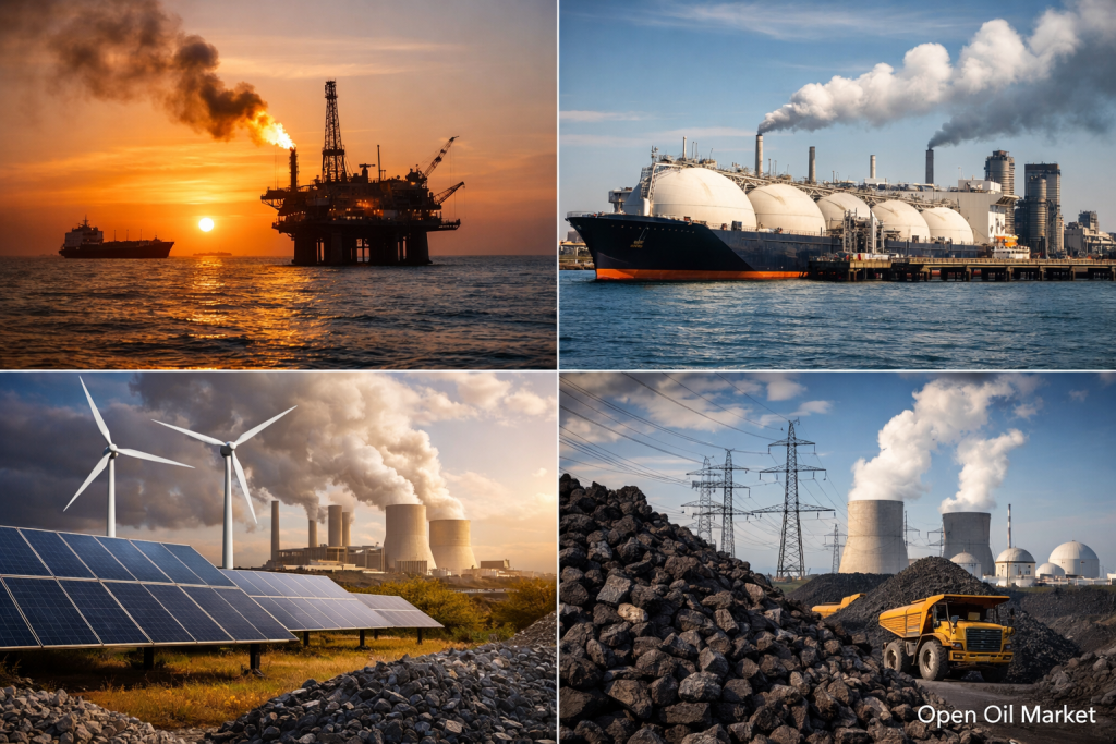 Global Energy Market Oil Gas LNG Electricity Renewable Energy Coal Refineries April 1, 2026