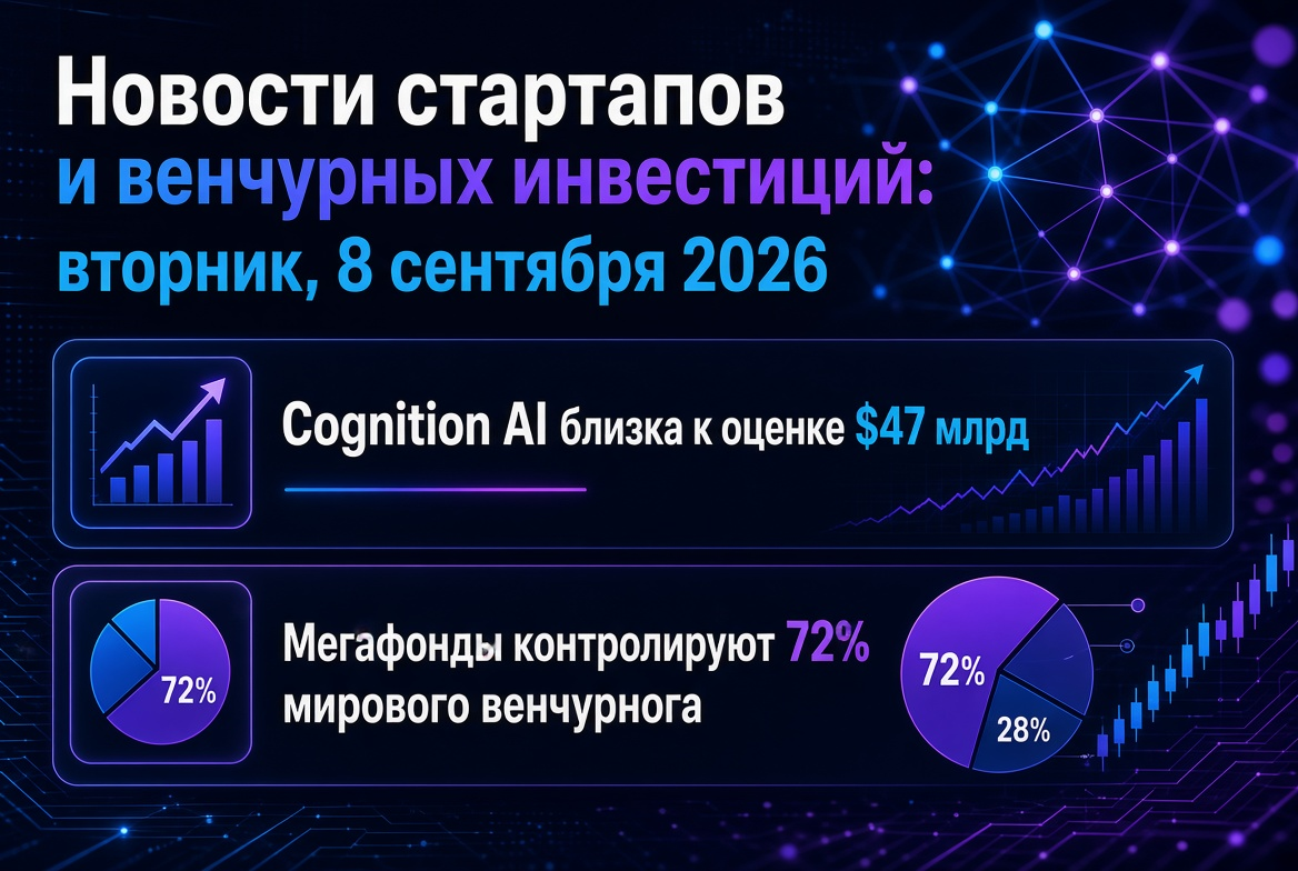 Startup and Venture Investment News: Tuesday, September 8, 2026 — Cognition AI Approaches a $47 Billion Valuation, Mega-Funds Control 72% of the Global Venture Market