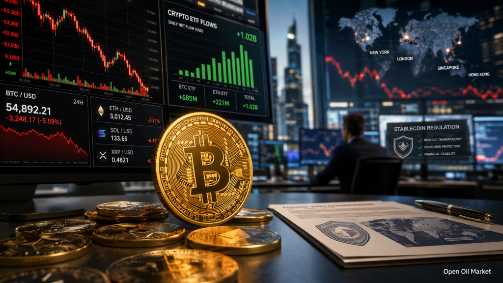 Cryptocurrency Market July 9, 2026: Bitcoin Under Pressure, Inflows to ETF, Ethereum, Solana, XRP and Stablecoin Regulation